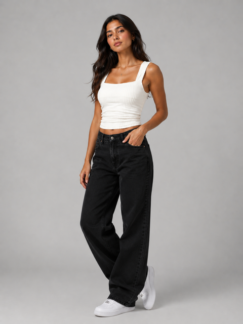 Square Neck White Top