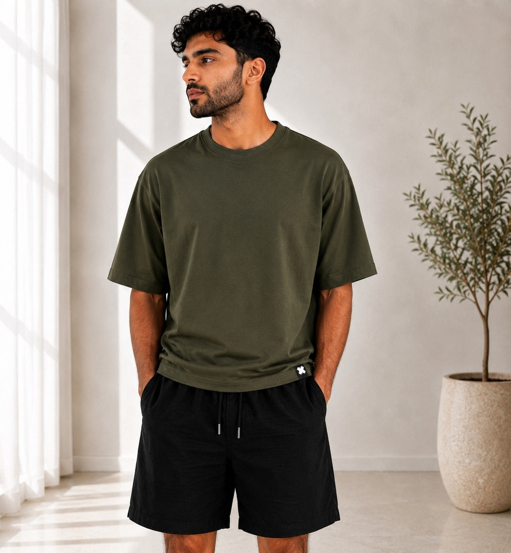 Olive Green Plain T-shirt