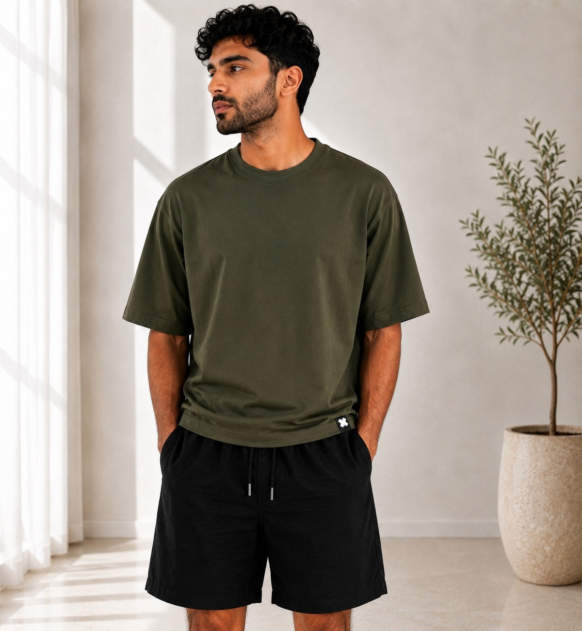Olive Green Plain T-shirt