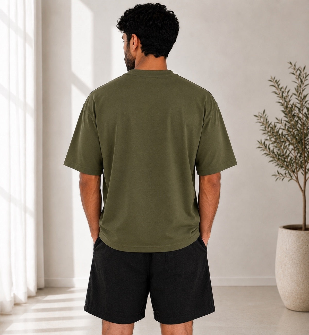 Olive Green Plain T-shirt